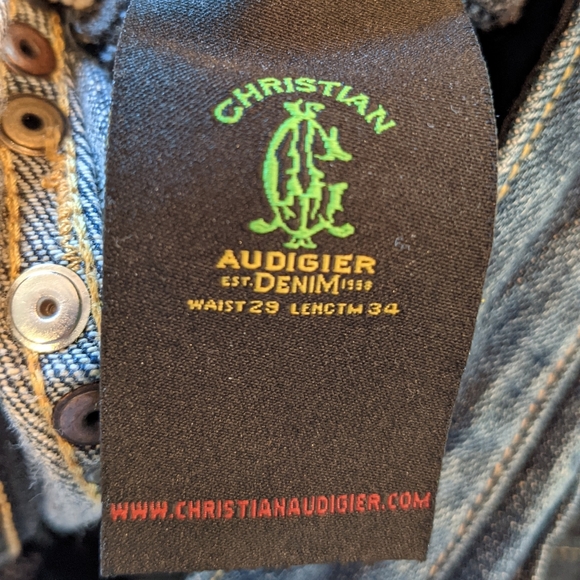 Christian Audigier Studded Denim Jeans 29x34 - Picture 7 of 10
